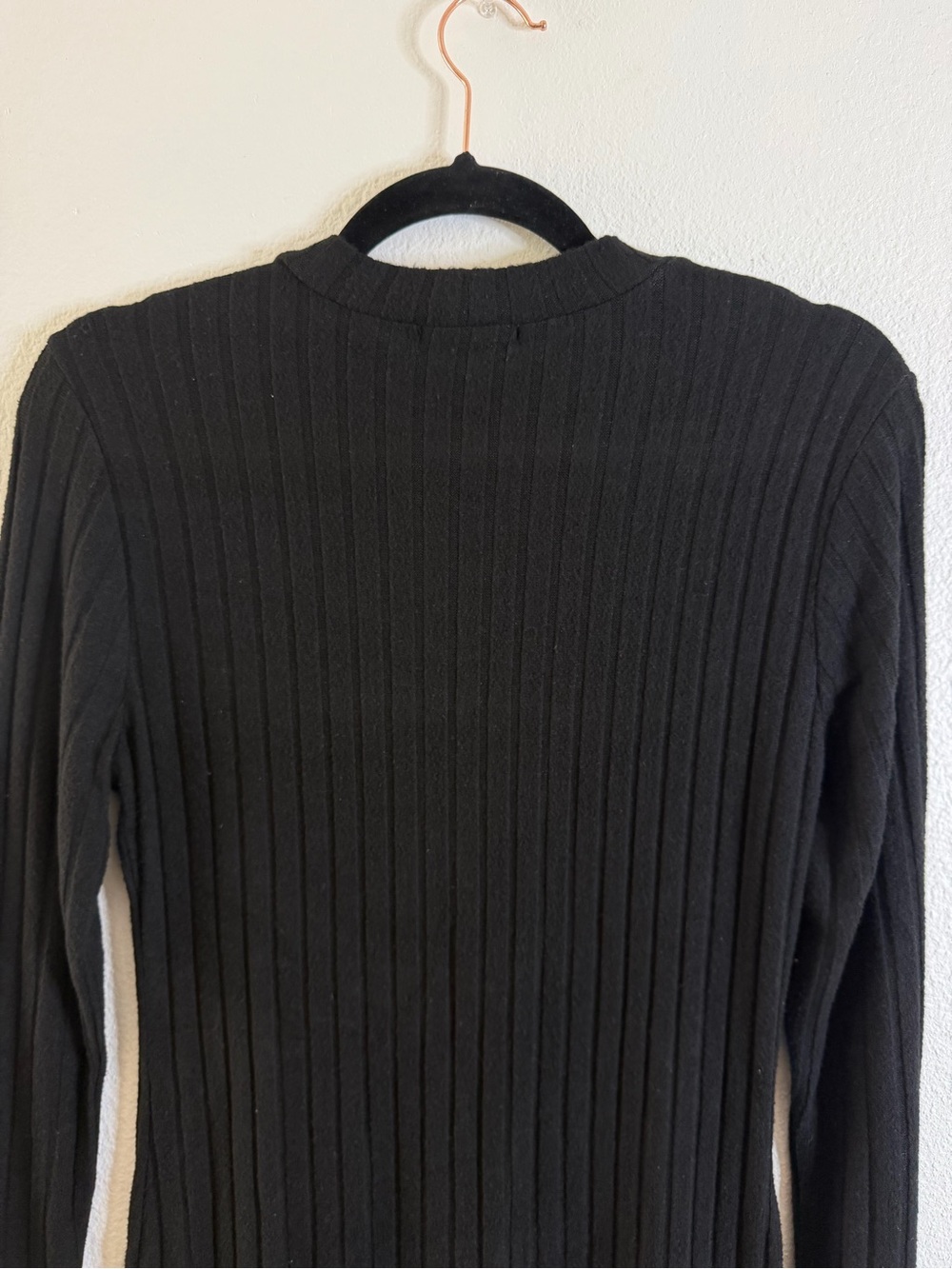 Ambiance Black Ribbed Long Sleeve Knit Dress - Picture 5 of 5
